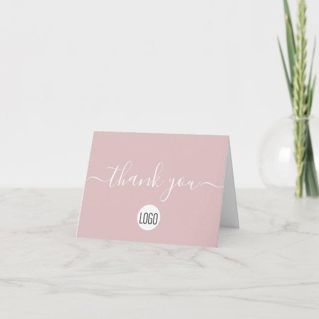 Customizable client Appreciation Blush Pink Script Thank You Card (Front)