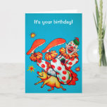 Customizable Clown Riding Pig Greeting Card<br><div class="desc">Customizable creepy clown greeting card.  Custom restored,  high quality vintage clown image.</div>