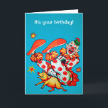 Customizable Clown Riding Pig Greeting Card<br><div class="desc">Customizable creepy clown greeting card.  Custom restored,  high quality vintage clown image.</div>
