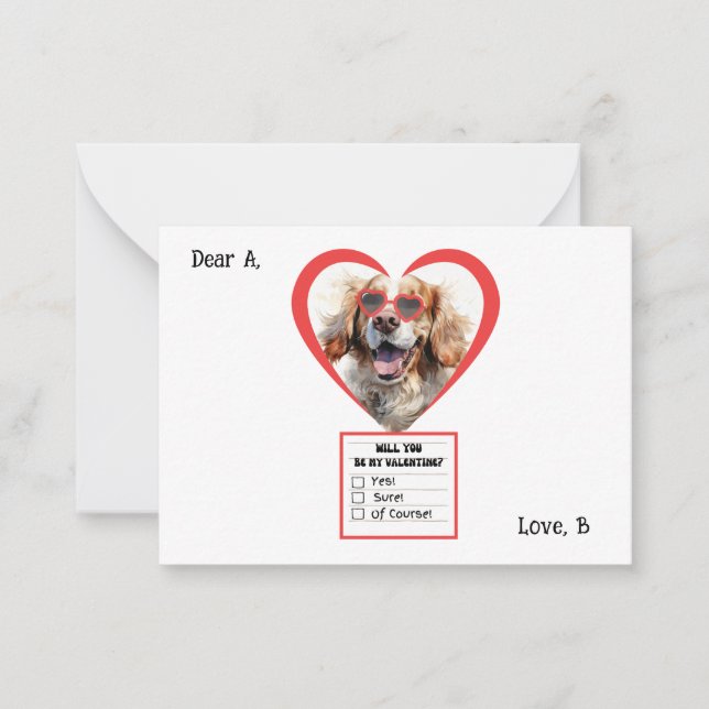 Customizable Clumber Spaniel Dog Valentine Card (Front)