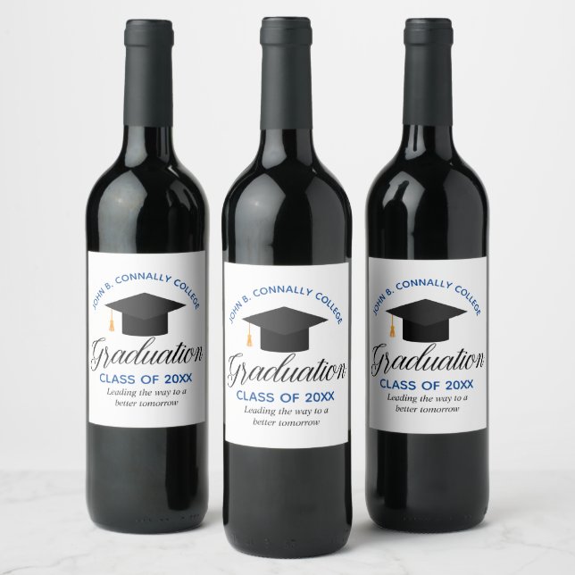 Customizable College Graduation Party 2026 Wine Label (Bottles)