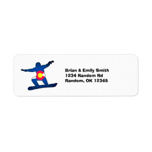 Customizable Colorado flag snowboard return labels