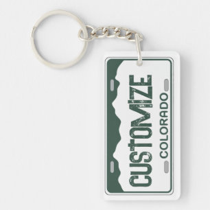 Customizable Colorado license plate green keychain