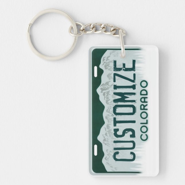Customizable Colorado license plate keychain (Front)