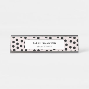 Customizable colors Polka dots Desk Name Plate
