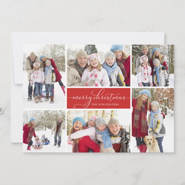 Customizable Colour Christmas Collage Holiday Card (Front)