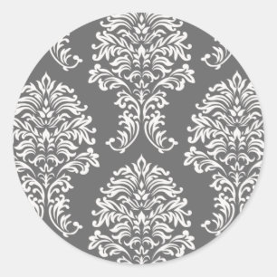Customizable Colour Damask Classic Round Sticker