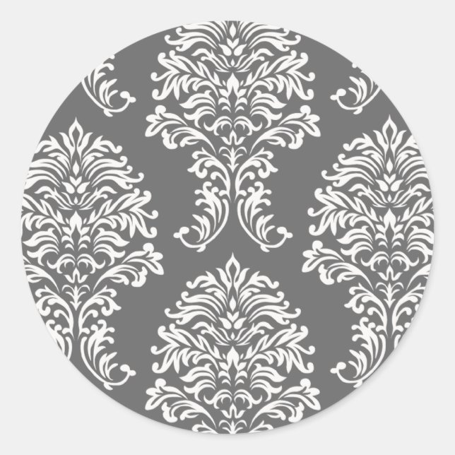 Customizable Colour Damask Classic Round Sticker (Front)