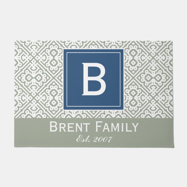 Customizable Colour Door Mat, Grey Blue Doormat (Front)