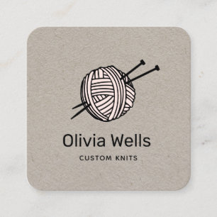 Customizable Colour Knitters Knitting Crochet Ball Square Business Card
