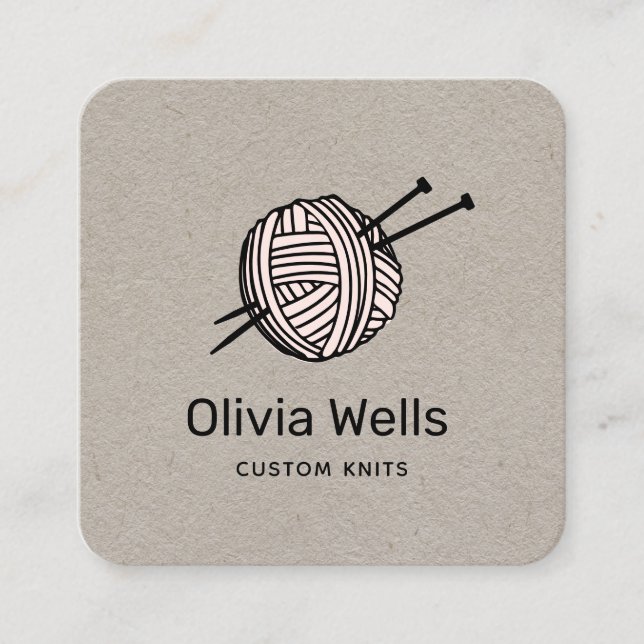 Customizable Colour Knitters Knitting Crochet Ball Square Business Card (Front)