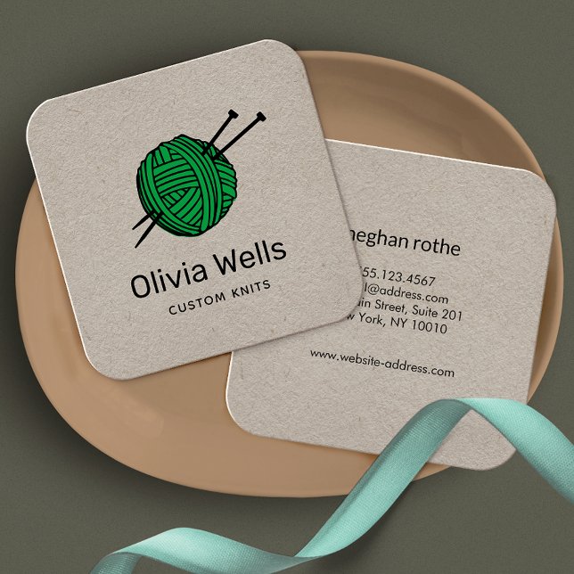 Customizable Colour Knitters Knitting Crochet Ball Square Business Card (Creator Uploaded)