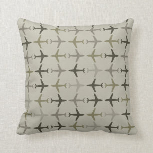 Customizable Colour Monochromatic Planes - Olive Throw Pillow