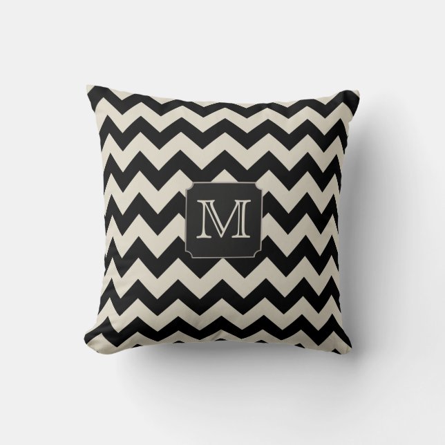 Customizable Colour - Monogram Chevron Throw Pillow (Front)