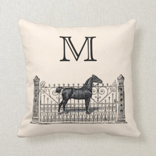 Customizable Colour Monogram Equestrian Throw Pillow