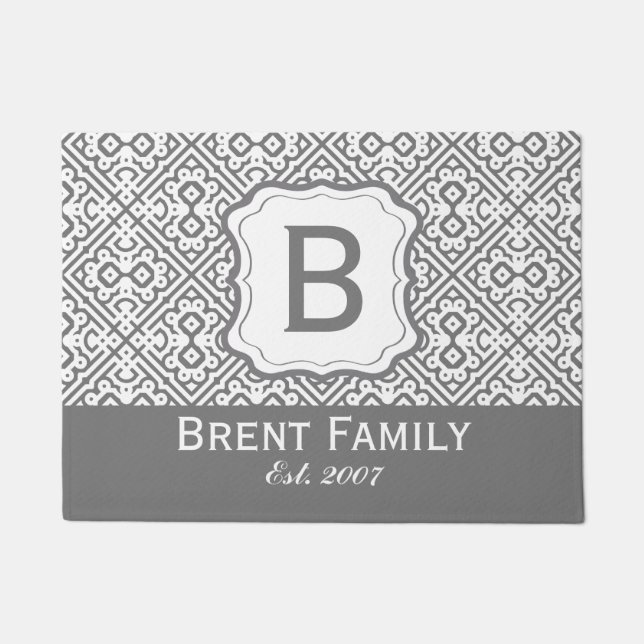 Customizable Colour Moroccan Style Door Mat, Grey Doormat (Front)