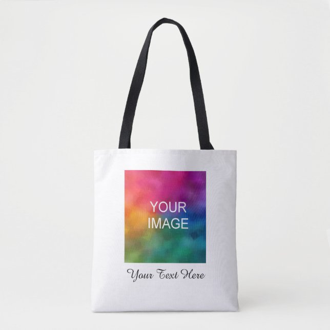 Customizable Colour Photo Text Template Calligraph Tote Bag (Front)