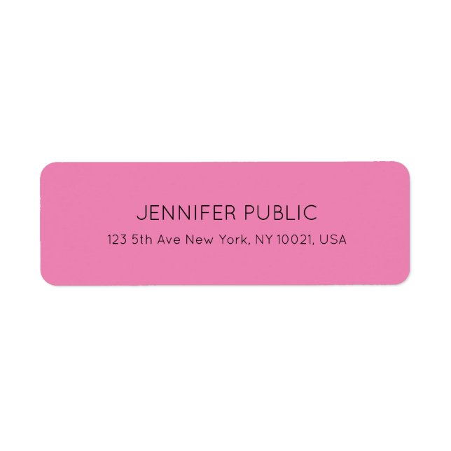 Customizable Colour & Text Pink Return Address (Front)