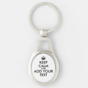 Customizable Colour Words Keep Calm Keychain Oval