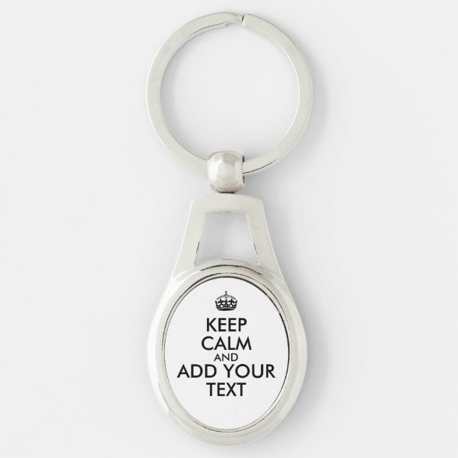 Customizable Colour Words Keep Calm Keychain Oval (Front)