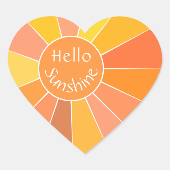 Customizable Colourful Abstract Sun Design | Heart Sticker (Front)