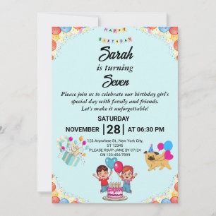 Customizable Colourful Birthday Party Invitation