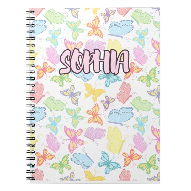 Customizable Colourful butterflies AOP Notebook (Front)