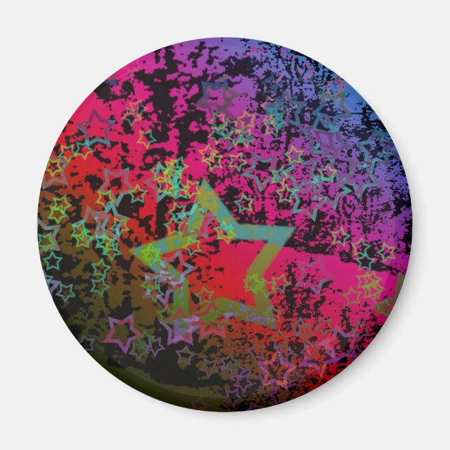 Customizable Colourful Grungy Star design Magnet (Front)