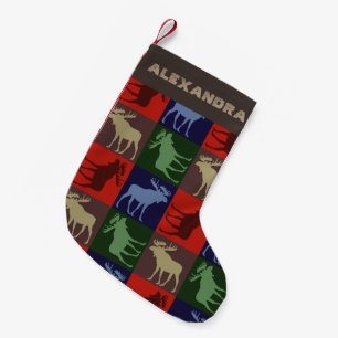 Customizable colourful moose Christmas stocking