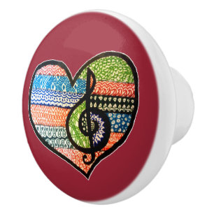 Customizable Colourful Music Lovers Heart Ceramic Knob