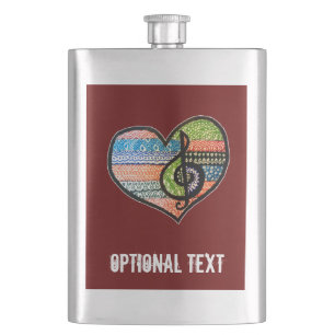 Customizable Colourful Music Lovers Heart Hip Flask