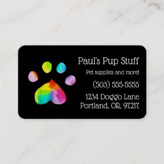 Customizable Colourful Paw Print Business Card