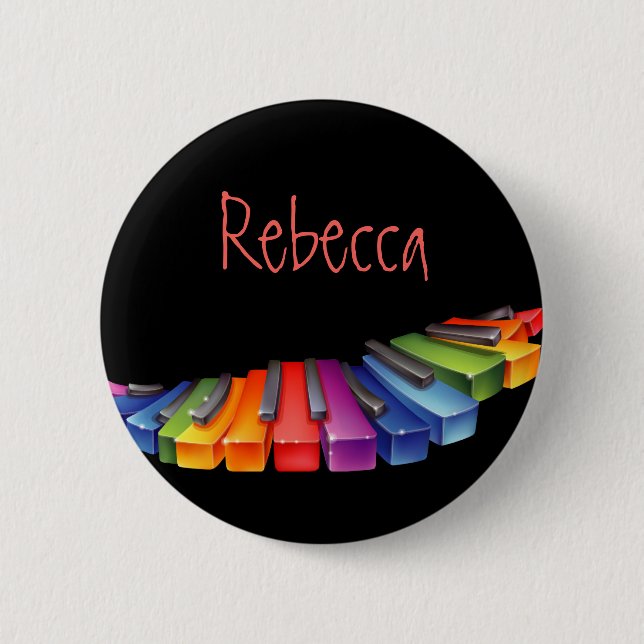 Customizable Colourful Piano Keys 2 Inch Round Button (Front)
