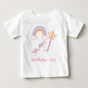 Customizable Colourful Unicorn Magic Wand Birthday Baby T-Shirt