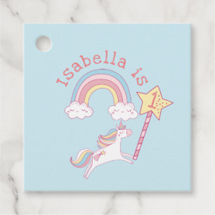 Customizable Colourful Unicorn Magic Wand Birthday Favour Tags