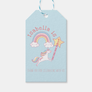 Customizable Colourful Unicorn Magic Wand Birthday Gift Tags