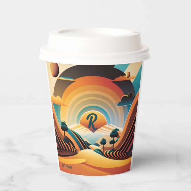 Customizable Colourful Vintage Diner Restaurant Paper Cups (Front)