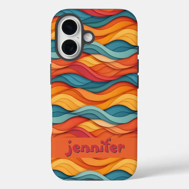 Customizable Colourful Wave Pattern Case-Mate iPhone Case (Back)