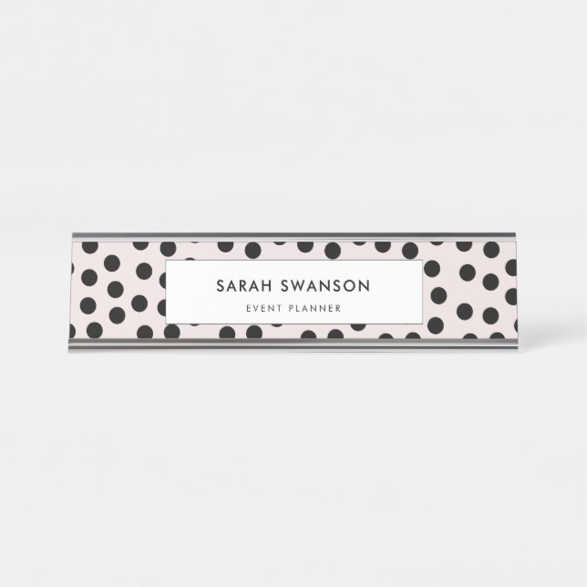 Customizable colours Polka dots Desk Name Plate (Front)