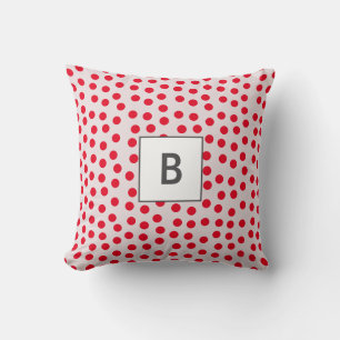 Customizable colours Polka dots monogram Throw Pillow