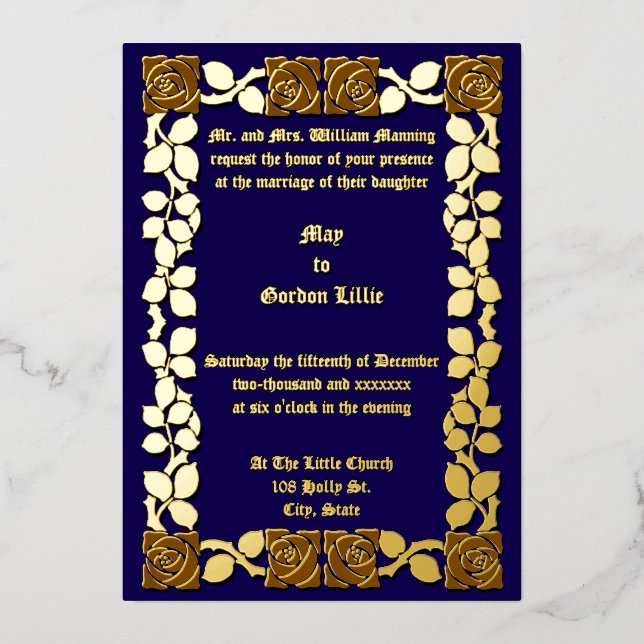 Customizable Colours Rose Vine Border (Front)