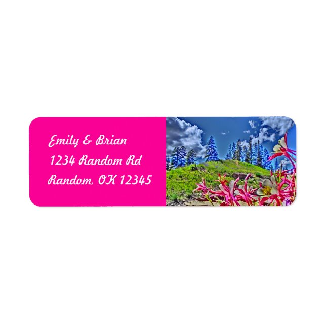 Customizable columbine flowers pink labels (Front)