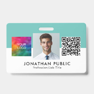 Customizable Company Logo QR Code Employee Photo Badge