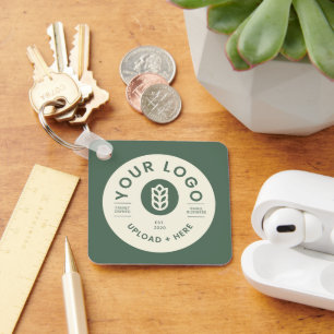 Customizable Company Logo QR Code Sage Green Keychain