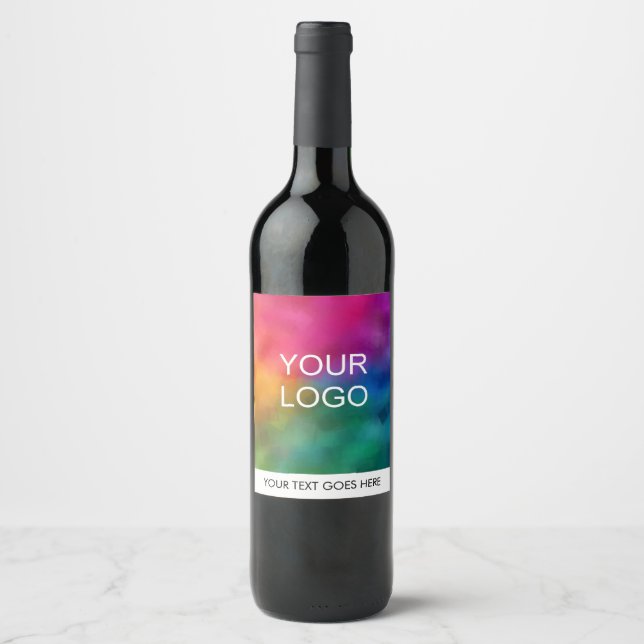 Customizable Company Logo Text Here Trendy Wine Label (Front)