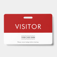 Customizable Company Logo Visitor Badge | Red