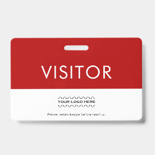Customizable Company Logo Visitor Badge   Red