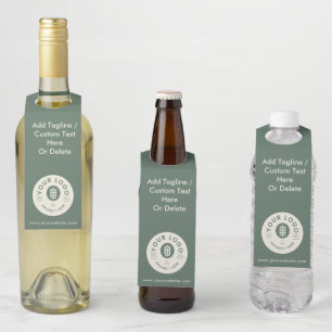 Customizable Company Logo Website Sage Green Bottle Tag