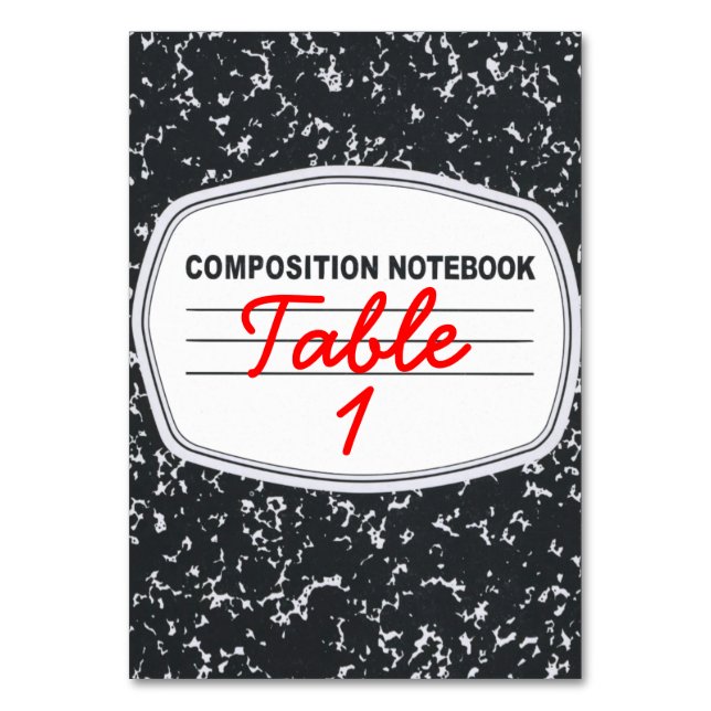 Customizable Composition Notebook Table Card (Front)