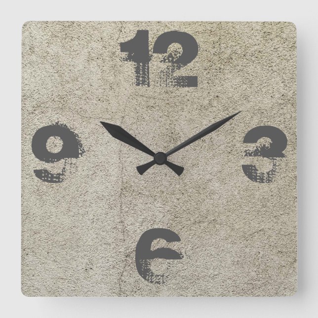 Customizable Concrete Square Wall Clock (Front)